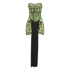 3D digital printed high waist tube top dress