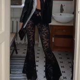 High-Waisted Floral Lace Pants