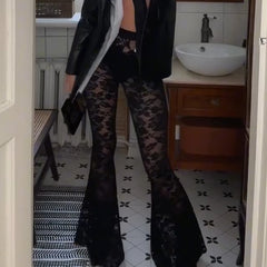 High-Waisted Floral Lace Pants