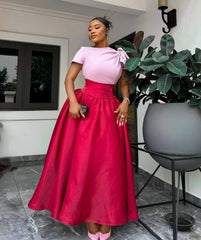 color matching high waist slim long skirt dress