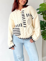 Geometric Patch Knit Sweater