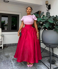 color matching high waist slim long skirt dress