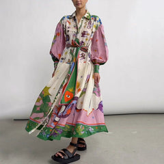 Vestidos midi con estampado floral y mangas largas