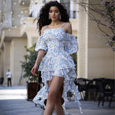 Puff Sleeve Floral Ruffle Dress