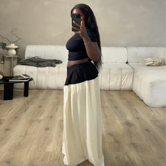 High-waisted contrasting wide-leg pants suit