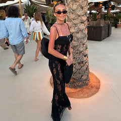 Lace Paneled Sheer Fitted Slip Dress