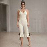 Ruffle Sleeveless Rompers With Belt
