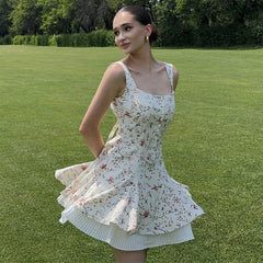 Sling Printed Fit Button Short Dress