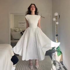 Elegant Backless Waist Midi Dress