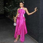 Halter Sleeveless 3D Flower Low Waist Slim Dress