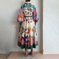 Vestidos midi con estampado floral y mangas largas