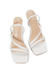Sandalias de tacón alto con tiras elásticas y punta cuadrada para mujer