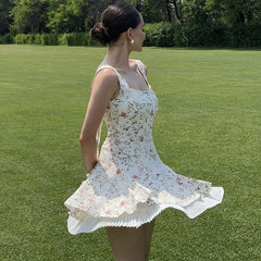 Sling Printed Fit Button Short Dress
