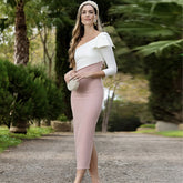 Slant Collar Color-Blocked Bow Hip Dress