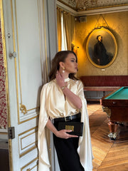 Hollow Loose Solid Color Cape Shirt