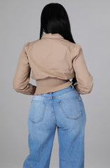 Long Sleeve V Neck Crop Top