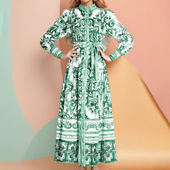 Vestidos midi con estampado floral y mangas largas