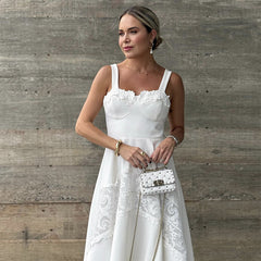 Elegant suspender lace slim dress