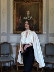 Hollow Loose Solid Color Cape Shirt