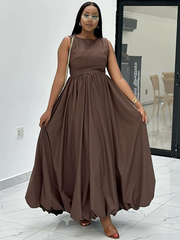 MIXED BALLOON MIDI DRESS WHITE