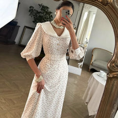 Figure-Hugging Dress With Printed Baby Collars