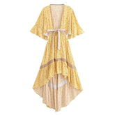 Elowen High-Low Boho Midi Dress in Golden Blossom