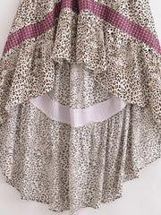Elowen High-Low Boho Midi Dress �Wild Rose Leopard