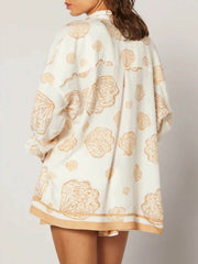 Camisa holgada con estampado de conchas de vacaciones