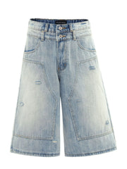 Men's Washed Wide Leg Cropped Jeans