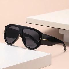 Shield Aviator Sunglasses with Gold Accent