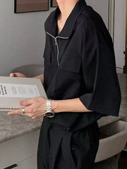 Men's Plus Size Half-Zip Oversized Polo Shirt