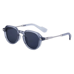 Round Frame Sunglasses with Metal Temples