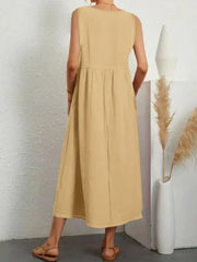 V-Neck Sleeveless Dress with Pockets Plus Size