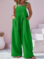 Plus Size Square Neck Wide Leg Overalls