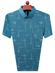 Men's Plus Size Geometric Pattern Short Sleeve Polo