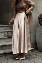 Back Elastic Waist Satin Minx Skirt Elegant & Comfortable