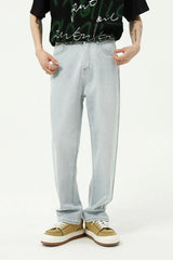 Washed Straight-Leg Slim Jeans