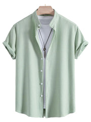 Men's Ribbed Short Sleeve Shirt and Shorts Set