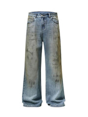 Men's Plus Size Vintage Wash Wide Leg Jeans