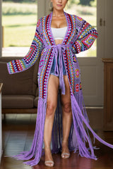 Beach Ready Fringe Tied Long Sleeve Cardigan