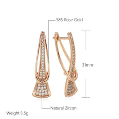 Beautiful Natural Zircon Rose Gold Drop Earrings