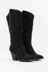 RHINESTONE JEWELED MID-CALF GLAM WESTERN BOOTS