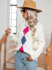 Peony Diamond Pattern Sweater