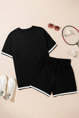 Black and White Outline Tee and Shorts Set