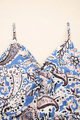 Blue Boho Paisley Maxi Dress Sleeveless Cutout Summer Sundress