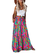Boho Bloom Burst Maxi Skirt with Pockets
