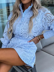 Button Detail Lace Lantern Sleeve Top and Shorts Set