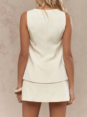 Button Down Sleeveless Top & Skirt Set Effortlessly Chic & Timeless