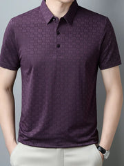 Men's Plus Size Breathable Textured Pattern Polo