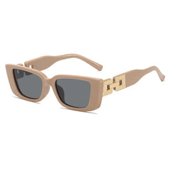Rectangle Frame Sunglasses with Gold Accent
